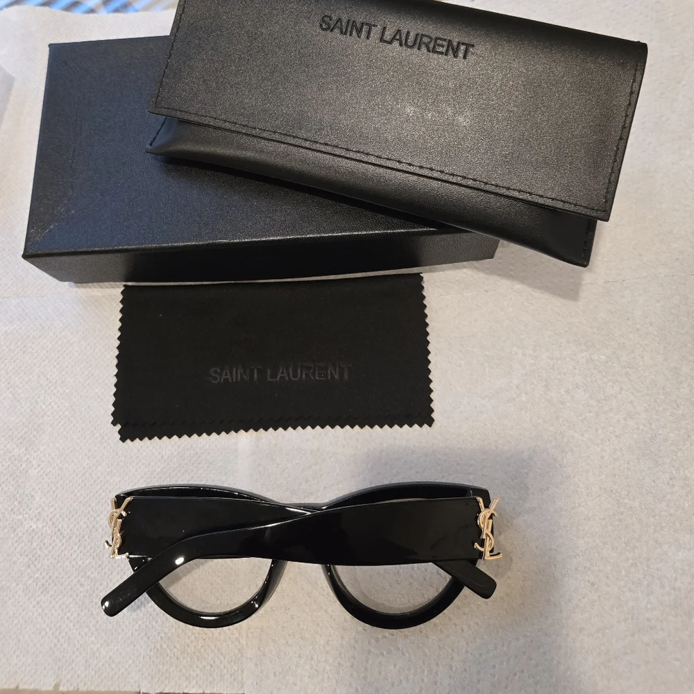 YSL Saint Laurent Eyewear Womens Cat Eye RX Glasses Full Inclusion 53:20:145MM
